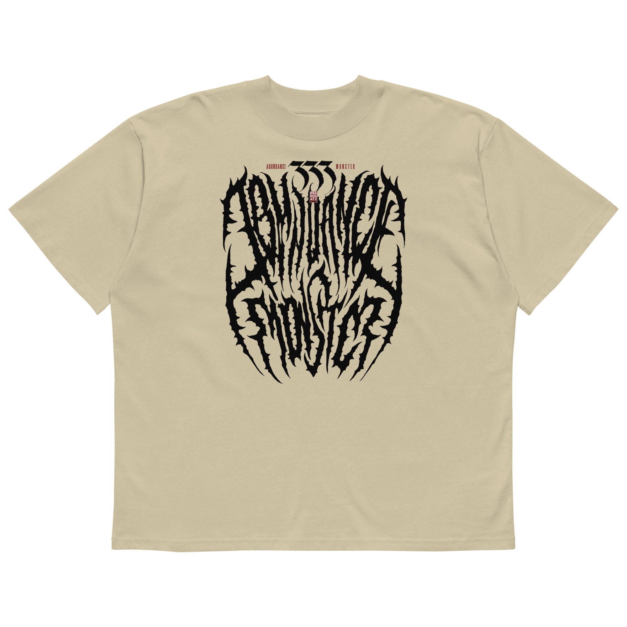 Abundance Monster Metal Lettering Unisex organic oversized high neck t-shirt
