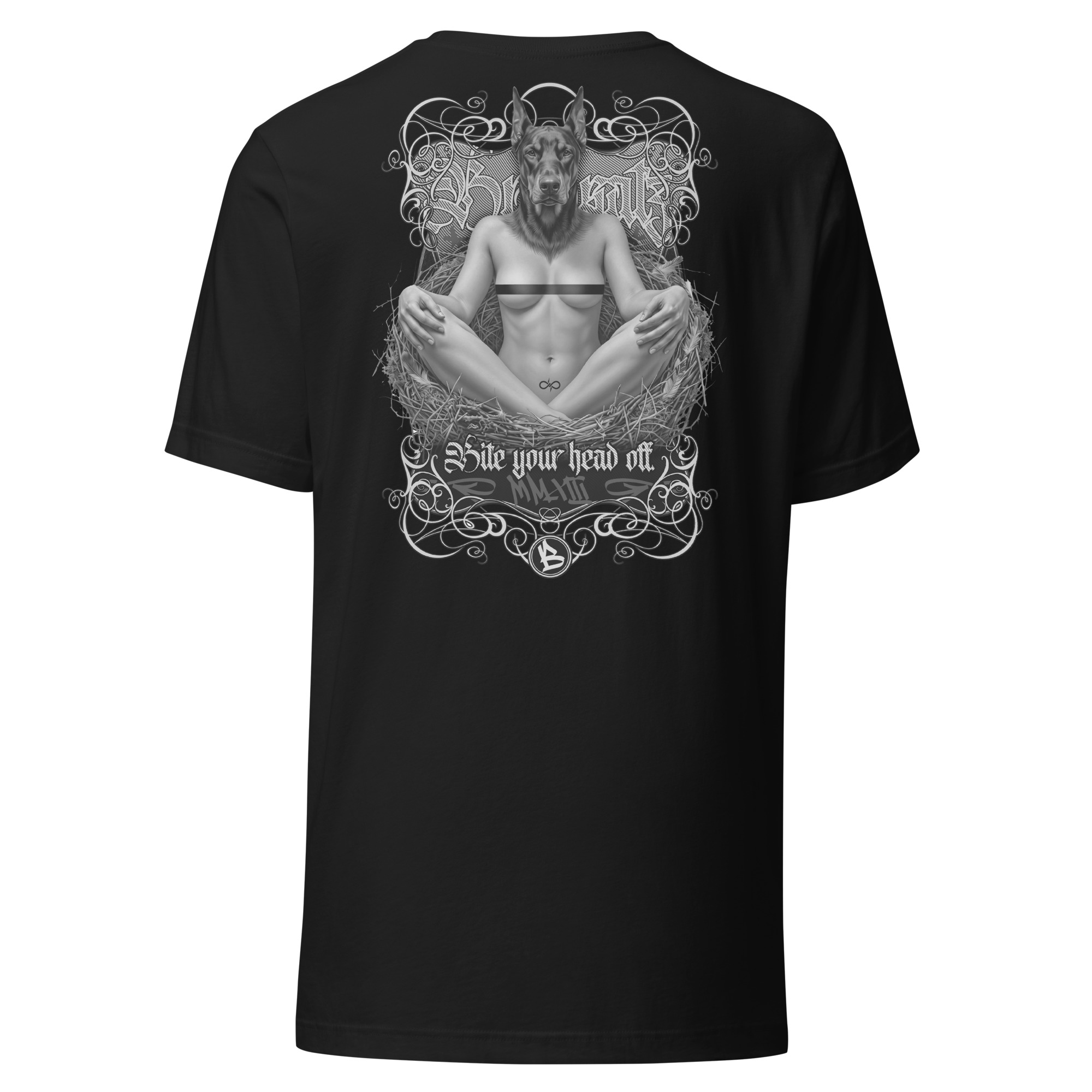 Doberwoman / Doberman • I'll bite your head off • Rückendruck Unisex-T-Shirt