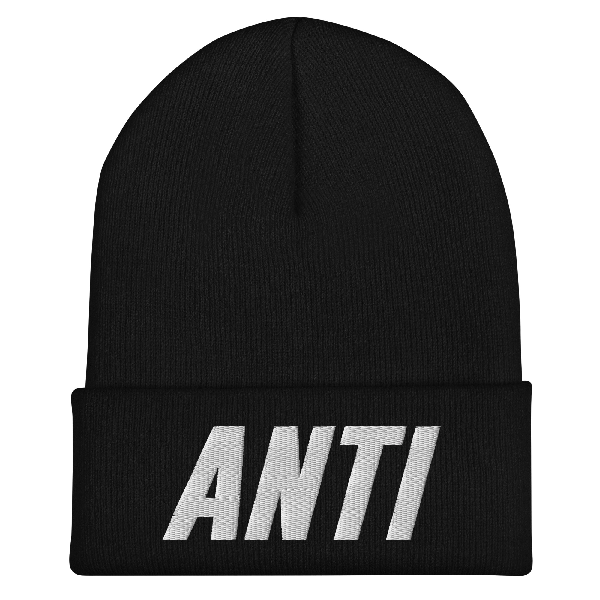 ANTI • weißer 3D-Puff-Stick • Umgeschlagene Beanie