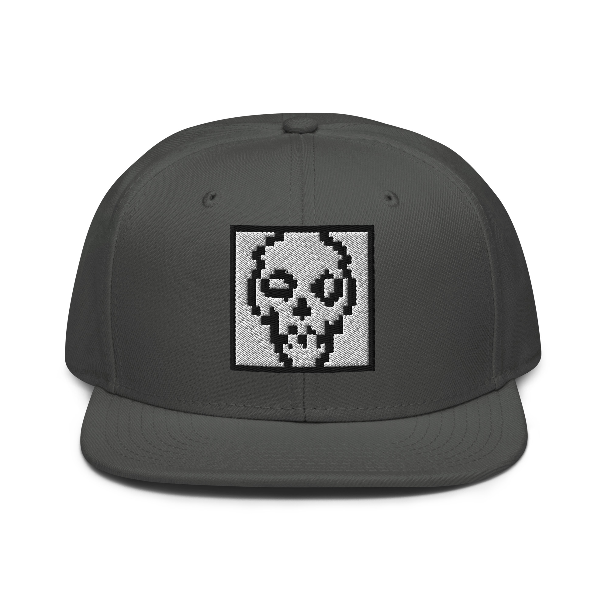 Pixel-Skull • bestickte Snapback-Cap